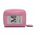 LP6680 - Miss Lulu Leather Look Double Zipped Coin Purse Pink